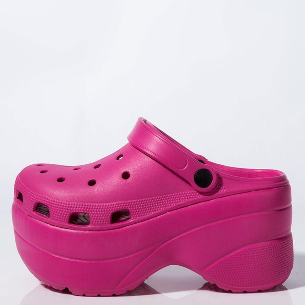 NEW🔥 Waterproof Hot Pink Wedge Heel Platform Slide Sandal Classic Clogs Slip-On - Picture 3 of 5
